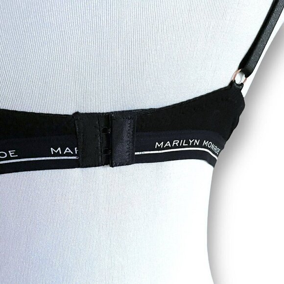 Marilyn Monroe Bra Sz 36C Black Padded Push Up Underwire 7233 Button Detail - Picture 7 of 8